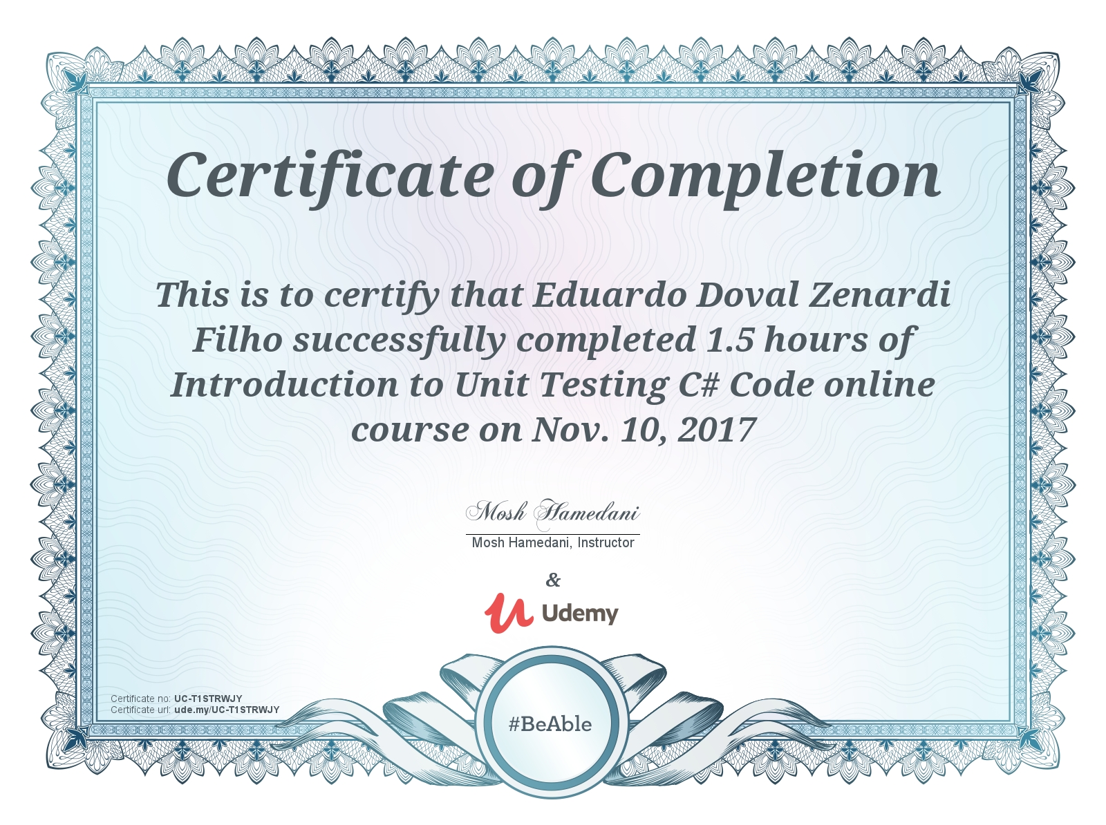 C# Unit Testing certificate