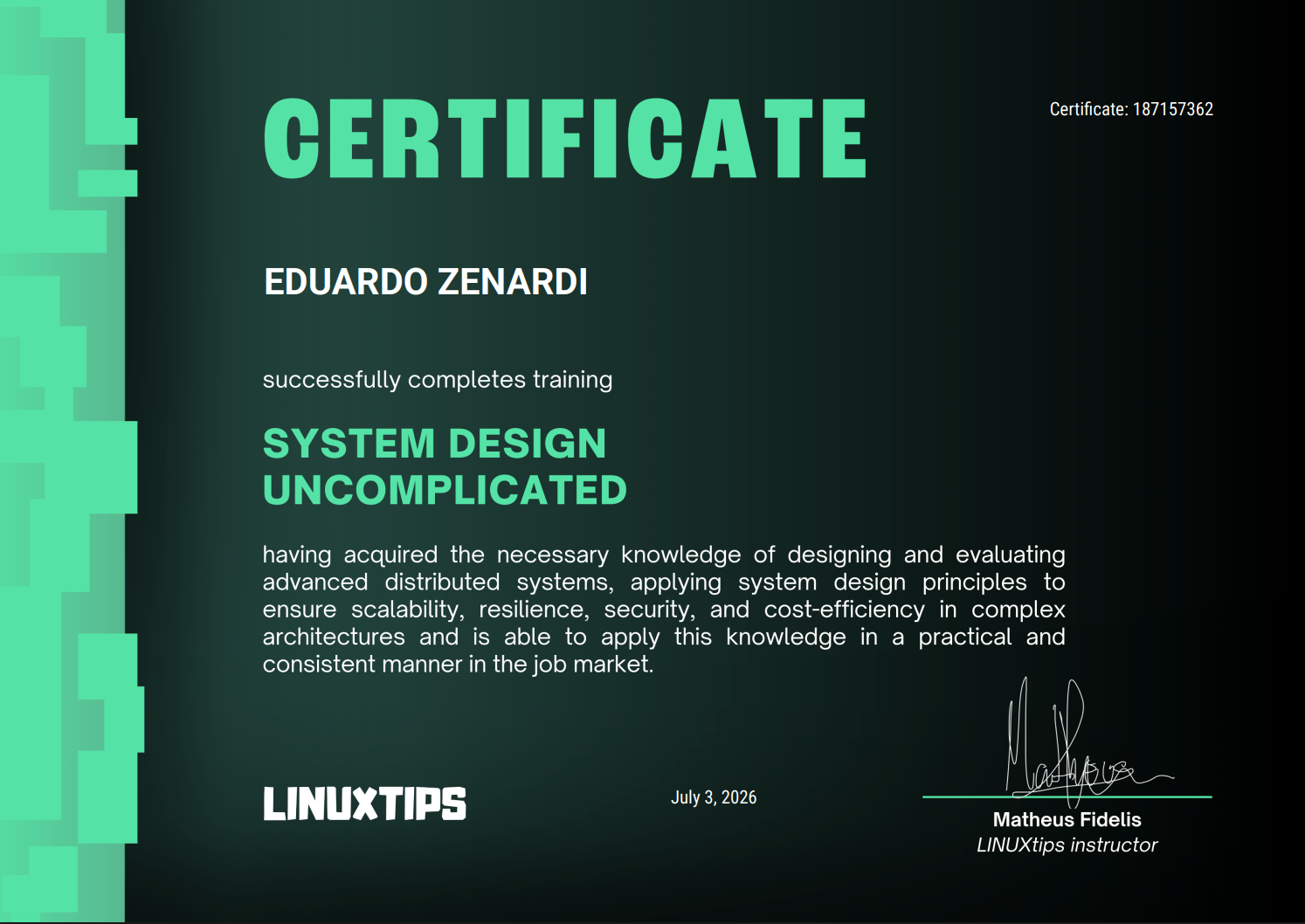 Uncomplicating System Design certificate